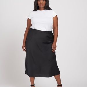 Universal Standard Diane Satin Midi Bias Skirt Size M Black